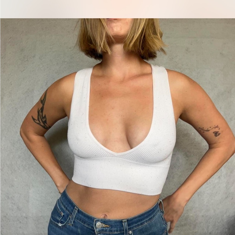 Youmita Ivory Ribbed Tank Top